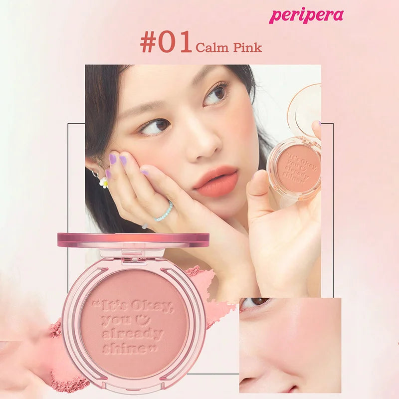 K-Beauty Single Color Blush Palette, Matte Fine Powder Cheek Blush, Non-Cakey, Long-Lasting, Nude Makeup, K-Beauty Cosmetic