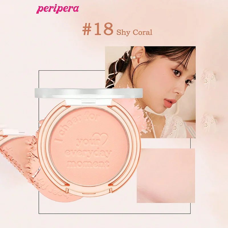 K-Beauty Single Color Blush Palette, Matte Fine Powder Cheek Blush, Non-Cakey, Long-Lasting, Nude Makeup, K-Beauty Cosmetic