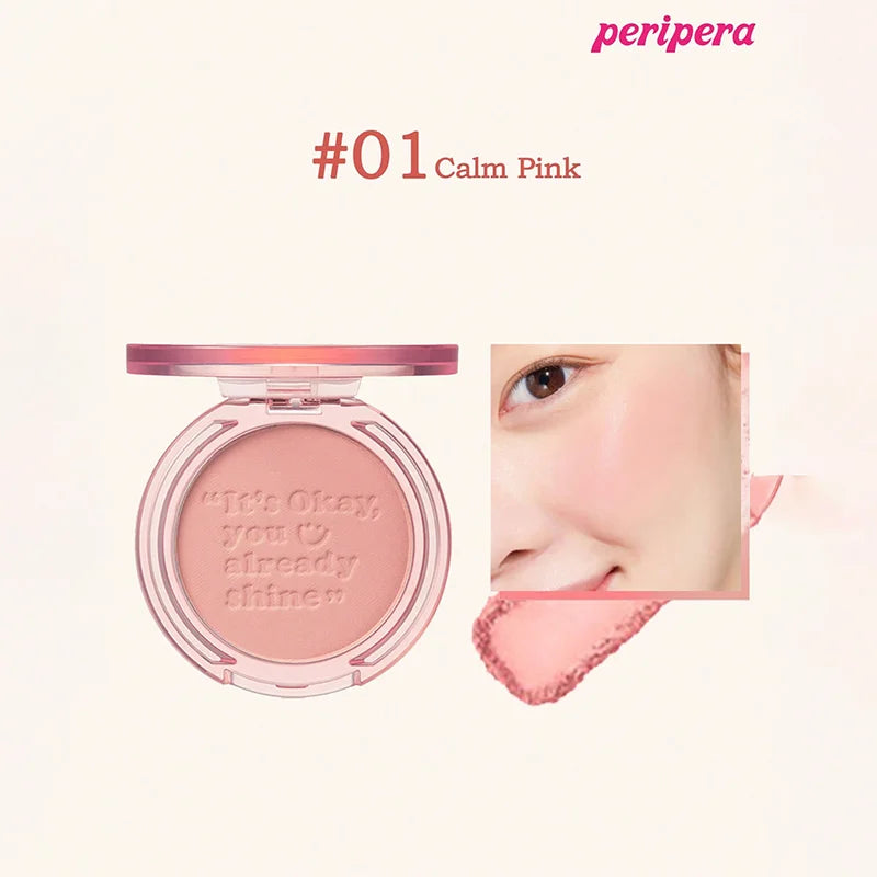 K-Beauty Single Color Blush Palette, Matte Fine Powder Cheek Blush, Non-Cakey, Long-Lasting, Nude Makeup, K-Beauty Cosmetic