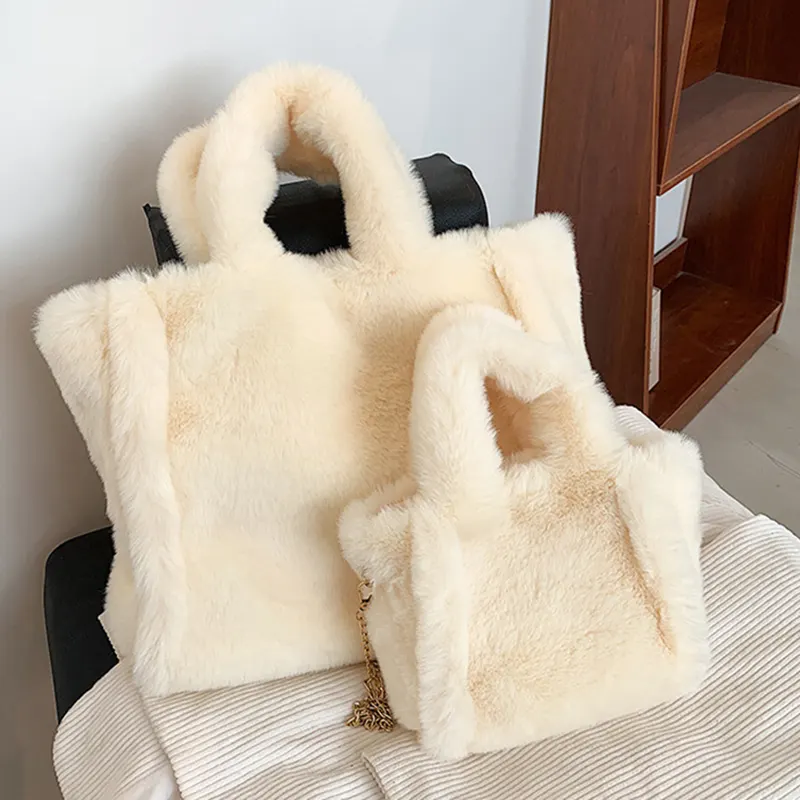 Plush Zip-Top Shoulder Tote
