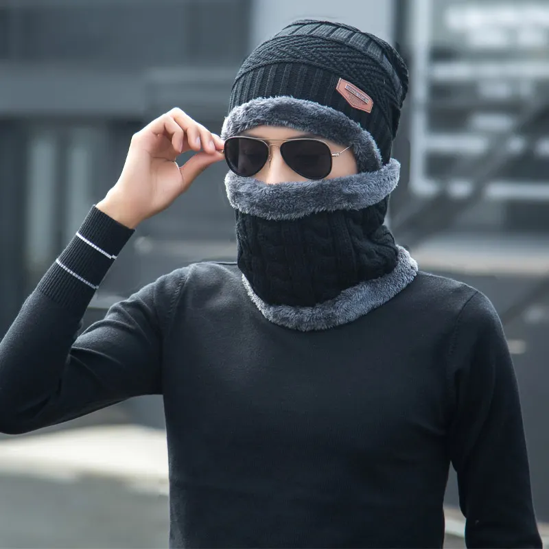 Fleece-Lined Knit Hat and Scarf Set