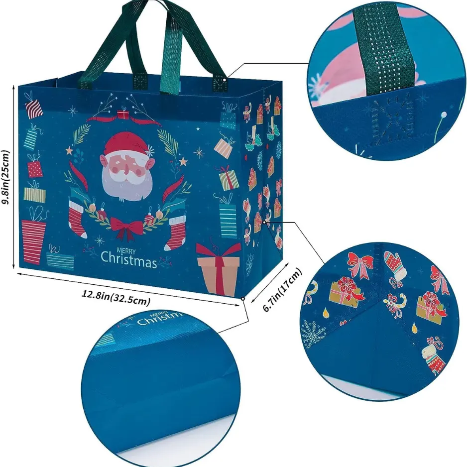 12-Piece Christmas Non-Woven Tote Bag Set