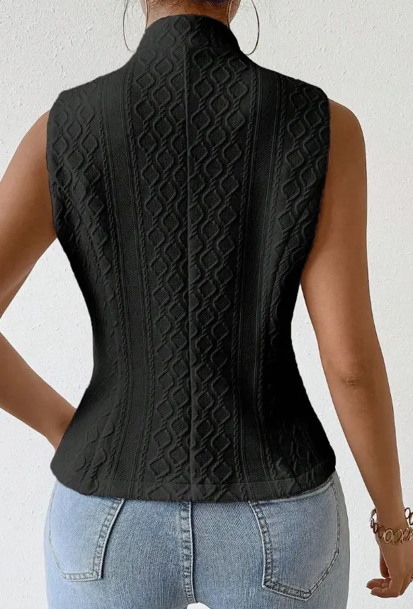 Jacquard Knit Asymmetric Vest
