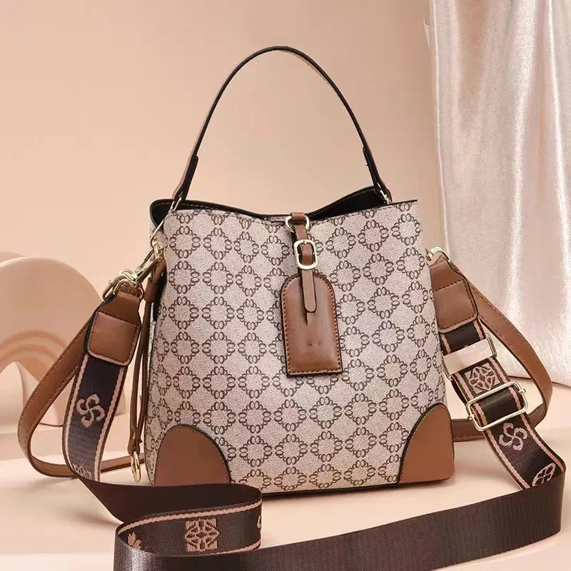 Plaid Bucket Crossbody Bag