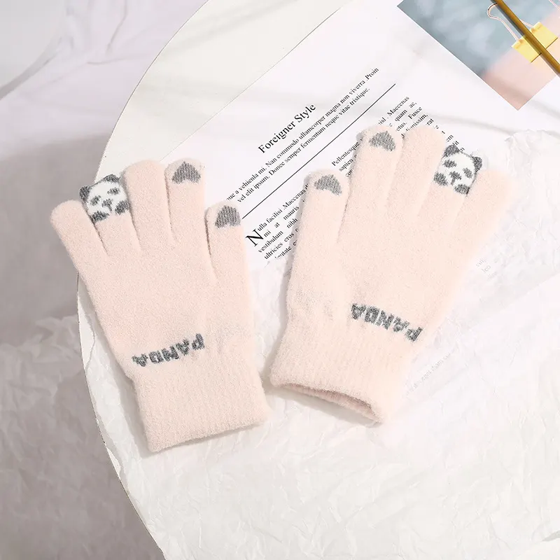 Panda Touchscreen Knit Gloves