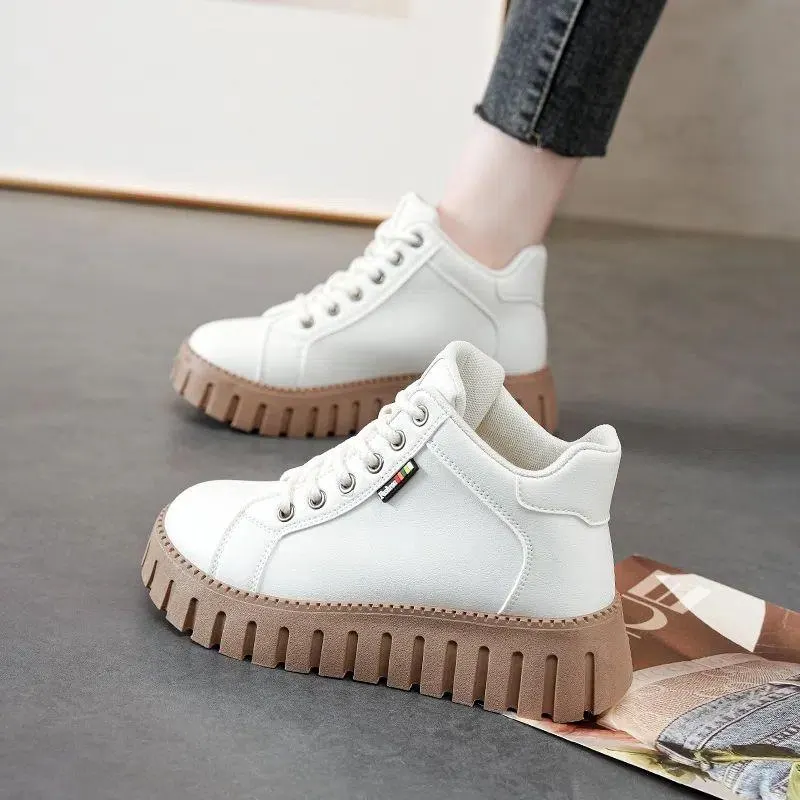 Flat Leather Platform Shoes