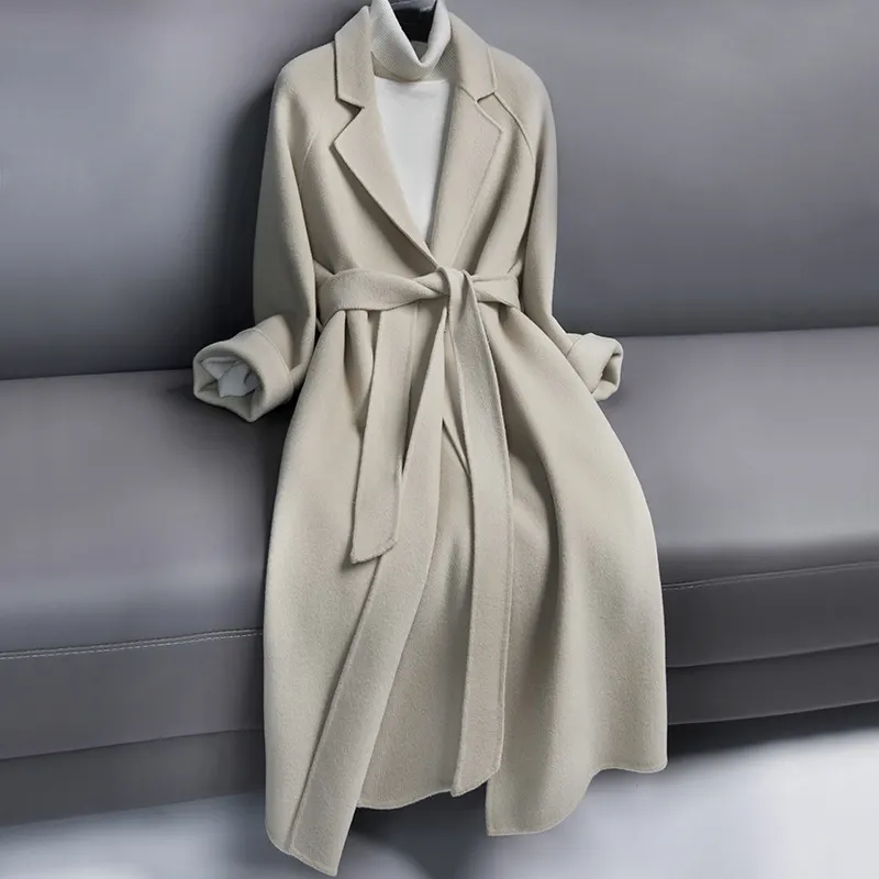 Long Belted Wool Coat