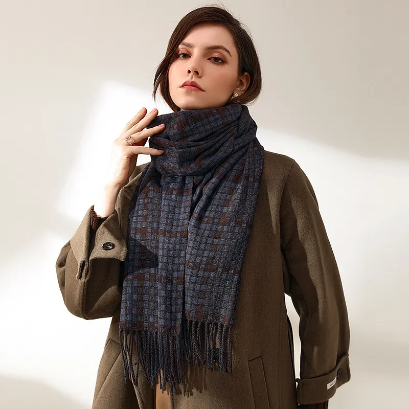 Oversized Plaid Tassel Scarf