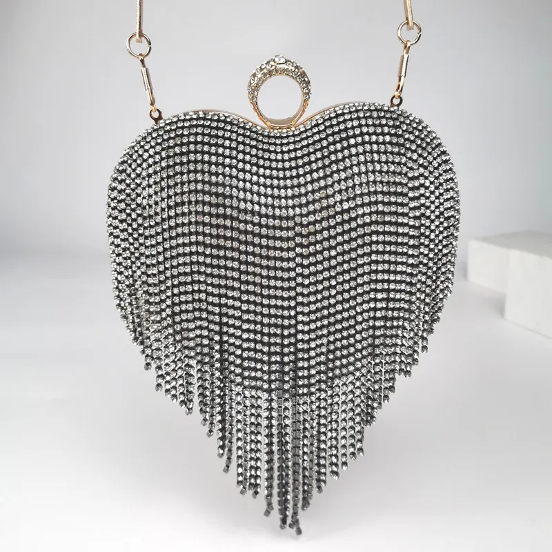 Heart-Shaped Tassel Evening Bag