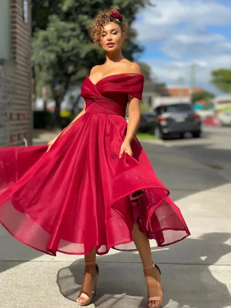 Off-Shoulder Backless Evening Gown