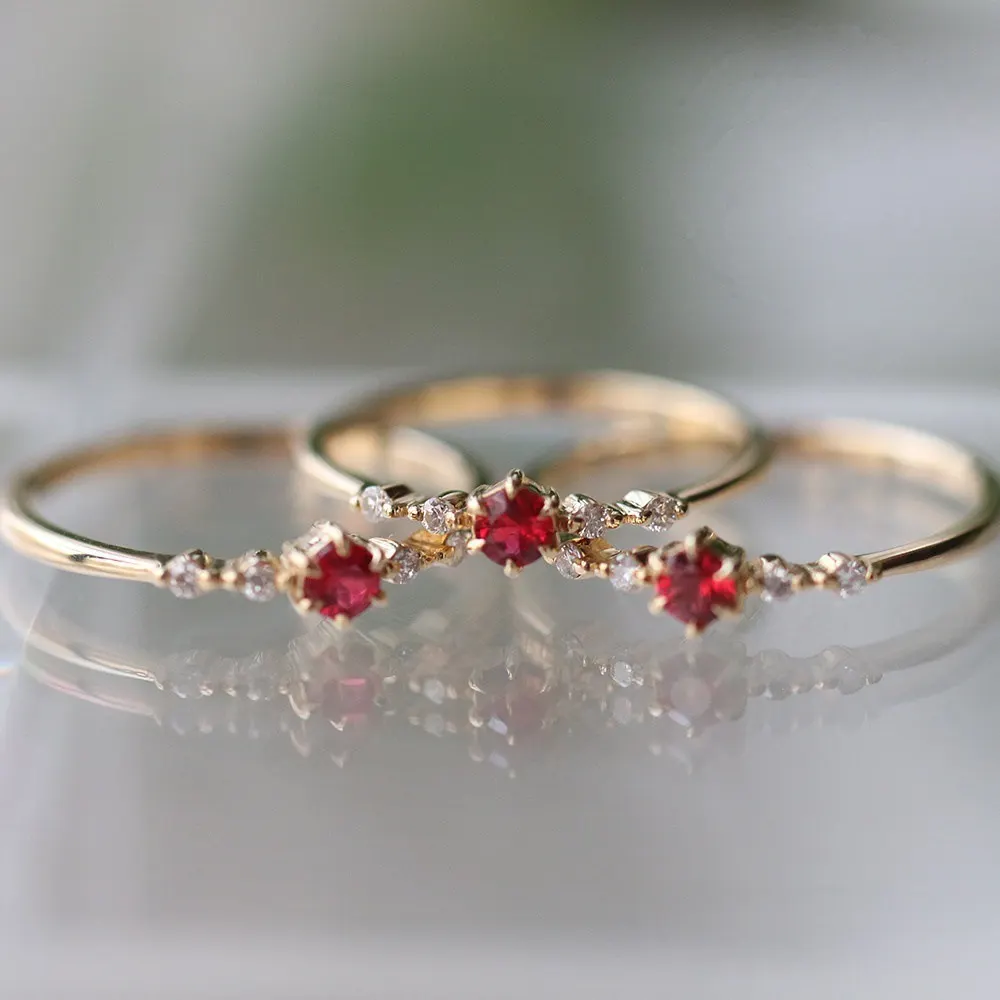 Ruby and Diamonds Gold-Tone Ring
