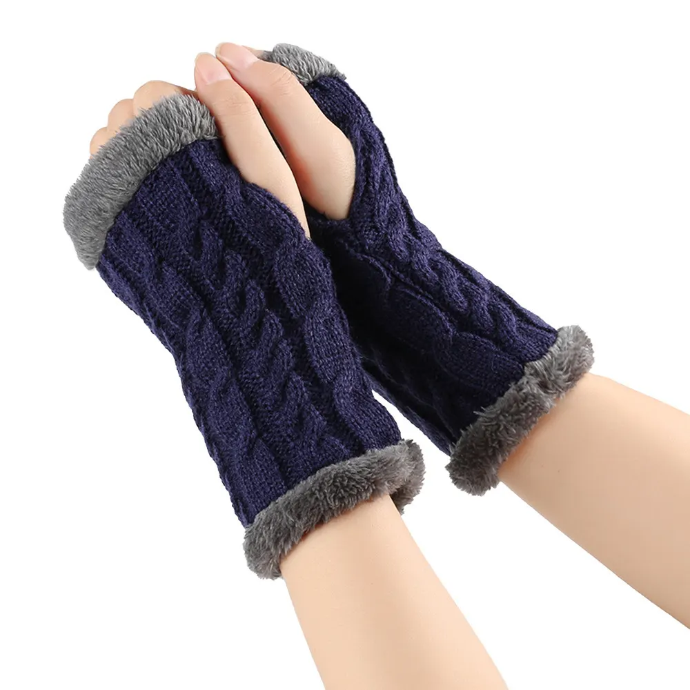 Plush Twist-Knit Fingerless Gloves