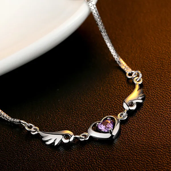 Sterling Silver Guardian Angel Heart Bracelet