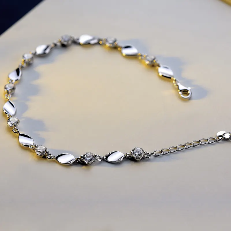 Adjustable Sterling Silver Zircon Bracelet