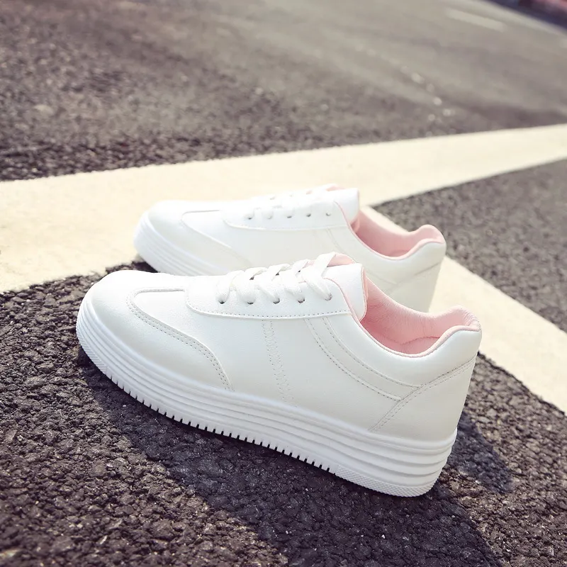 White Leather Platform Sneakers