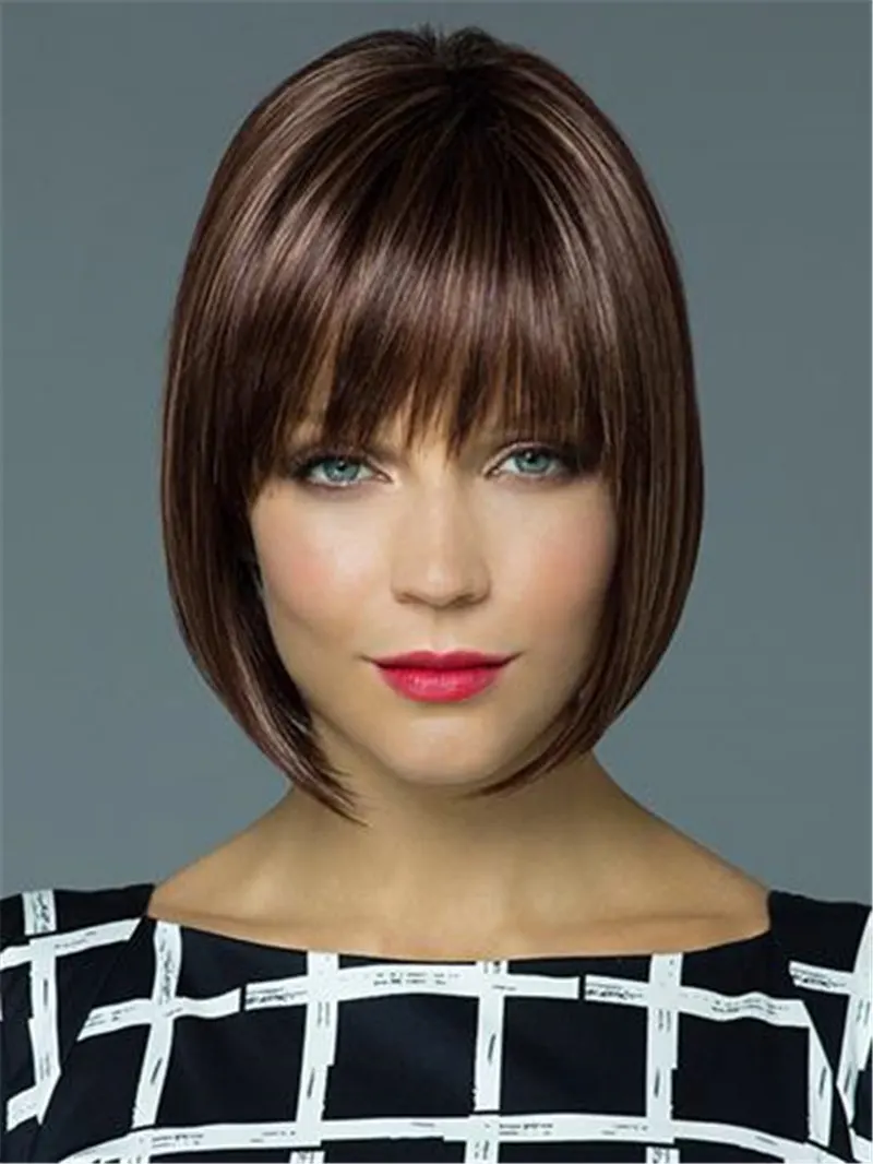 Short Side-Swept Synthetic Wig