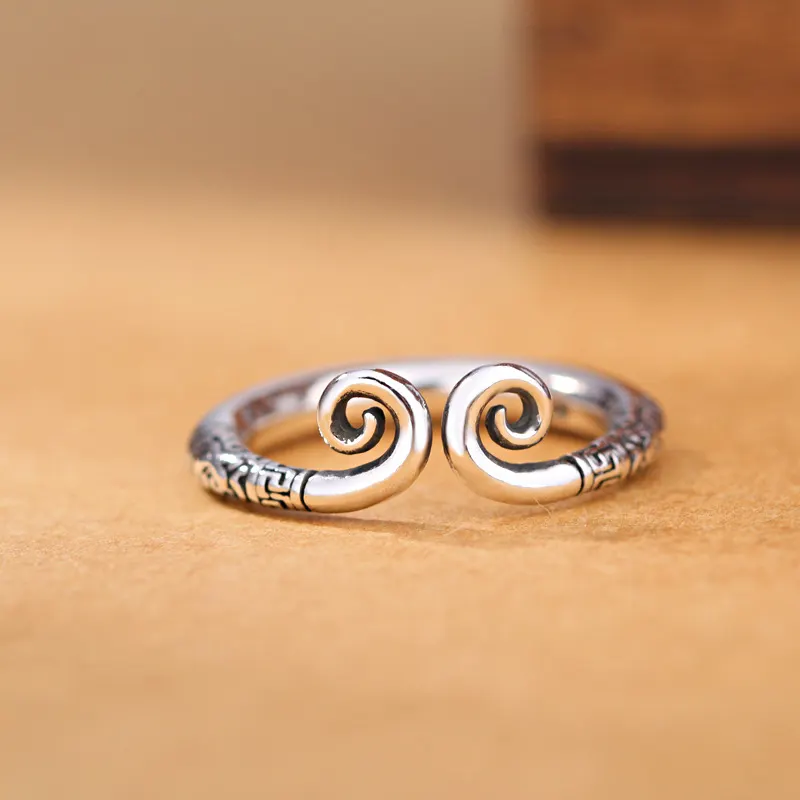 Adjustable Silver-Tone Charm Ring