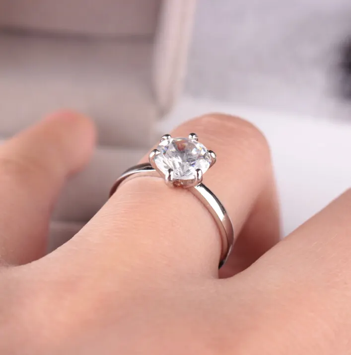 Six-Prong Zirconia Engagement Ring