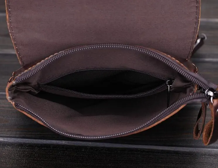 Alligator-Embossed Leather Messenger Bag
