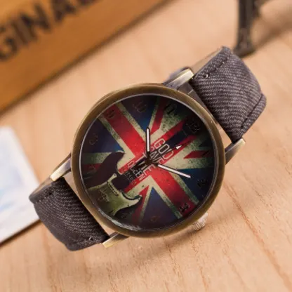 Vintage UK Flag Leather Watch