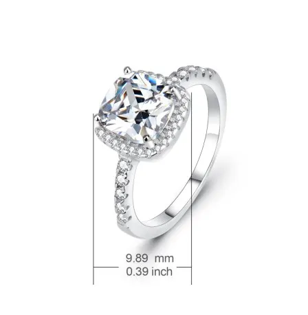 Square Diamond Sterling Silver Ring