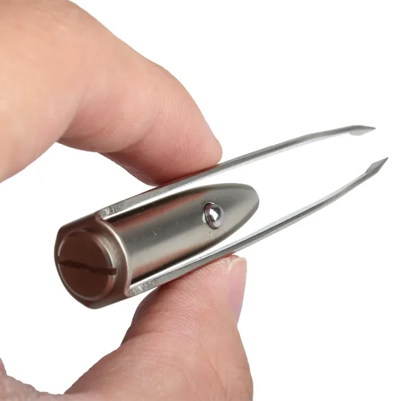 LED Light Stainless Steel Eyebrow Tweezer