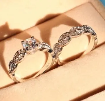 Silver-Tone Couple Ring Set