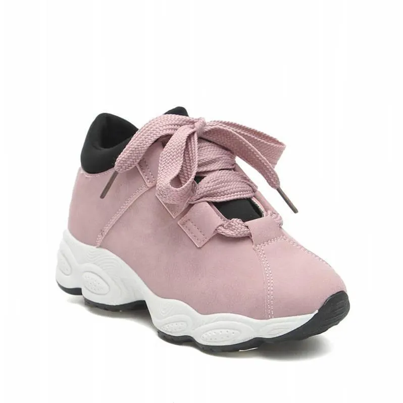 White Thick-Sole Leather Sneakers