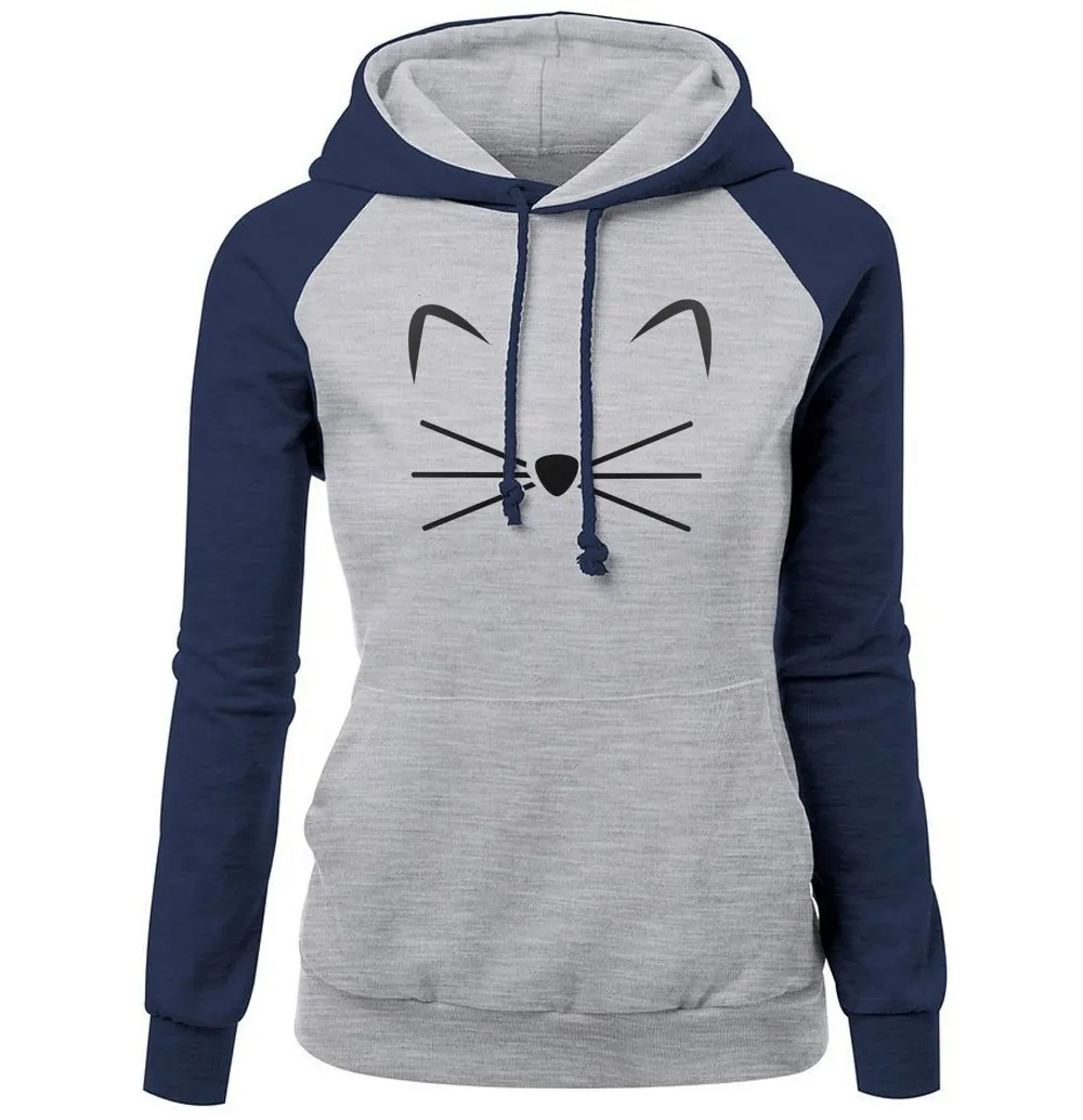 Cat Print Hooded Knit Sweater