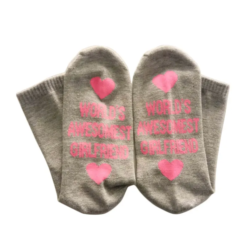 Letter Print Cotton Blend Socks