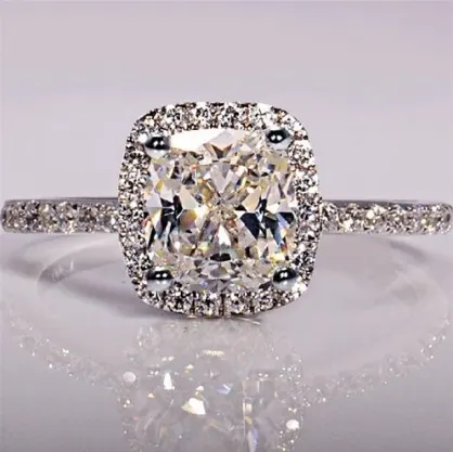 Silver Tone Bridal Gemstone Ring