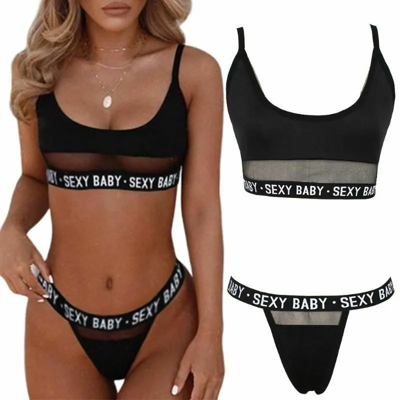 Openwork Letter Two-Piece Bikini