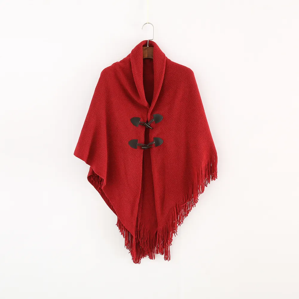 Soft Acrylic Knitted Poncho Shawl