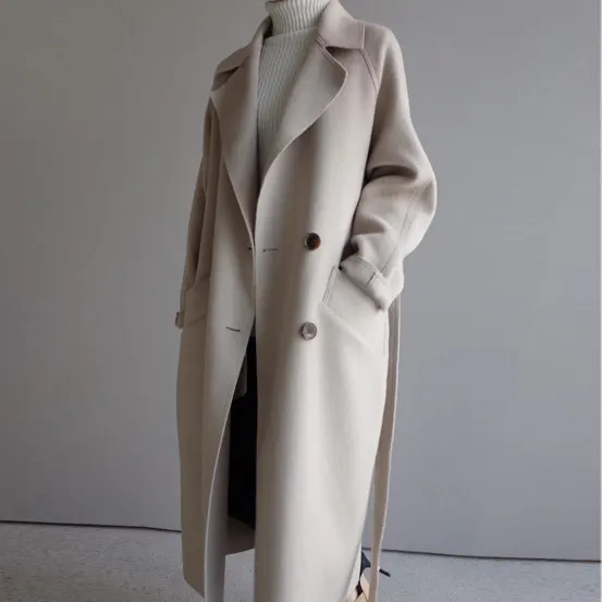 Longline Lapel Coat in Cotton