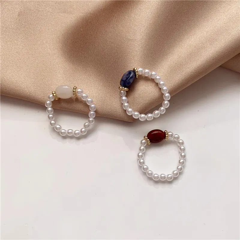 Vintage Pearl Ring with Synthetic Stone