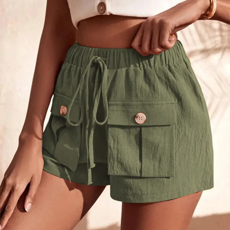 Cotton Cargo Shorts with Drawstring Waist