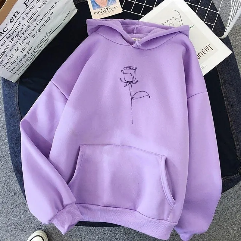 Cartoon Print Fleece-Lined Hoodie