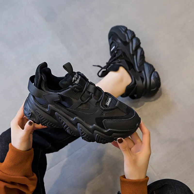 Chunky Sole Leather Sneakers