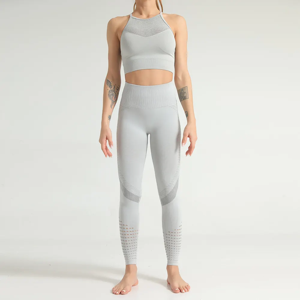 High-Waist Cutout Hem Yoga Pants