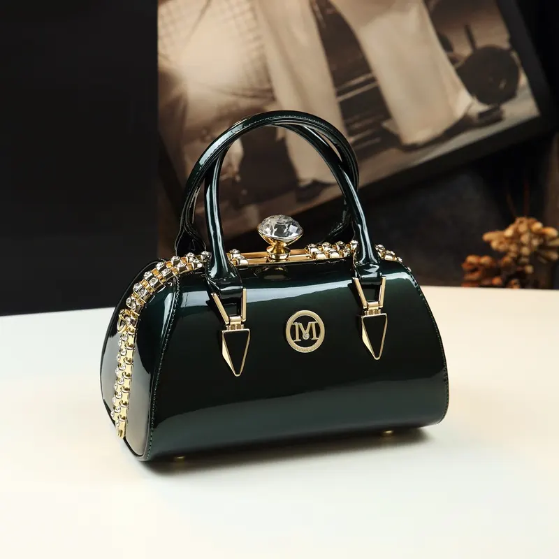 Structured Patent Leather Clip Bag