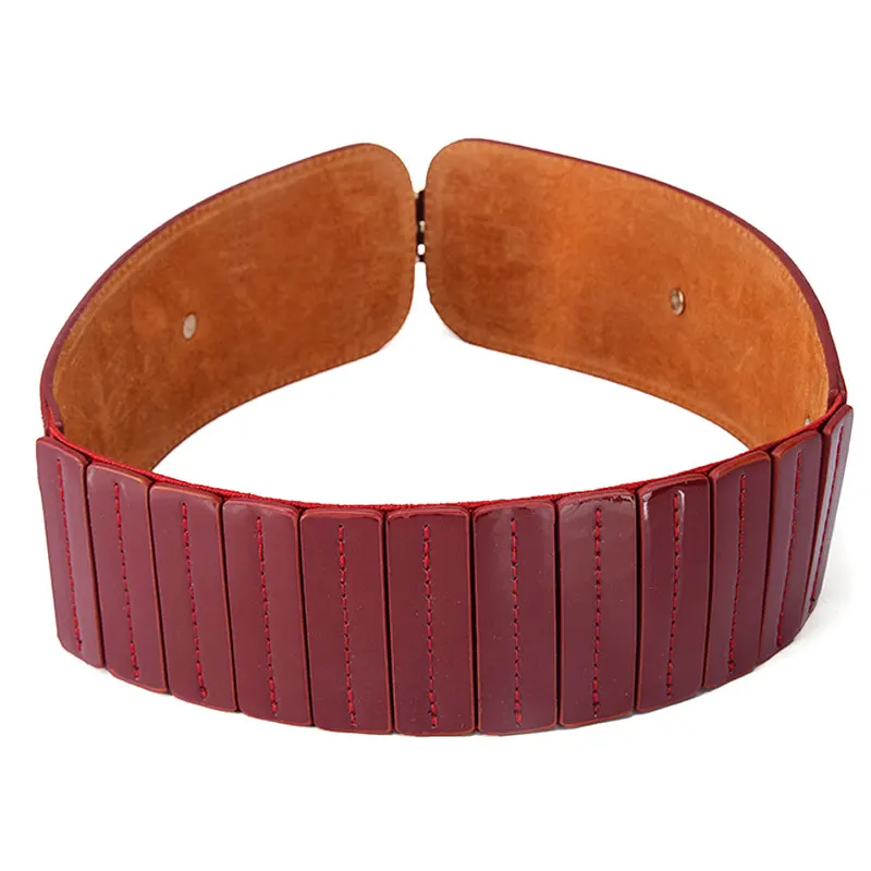 Patent Leather Rivet Wide Belt