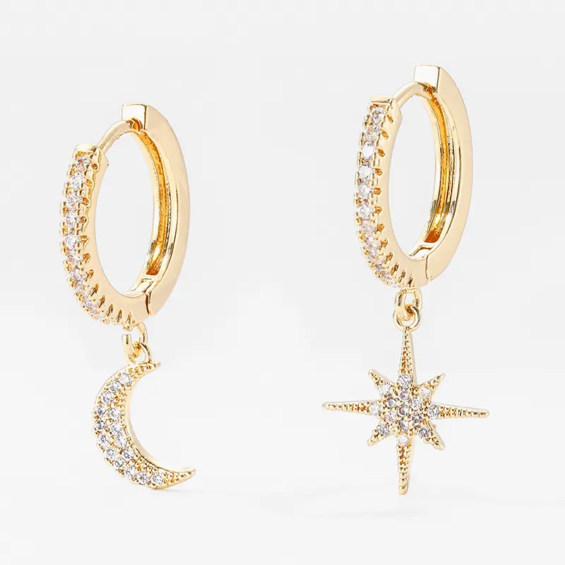 Asymmetric Star and Moon Earrings