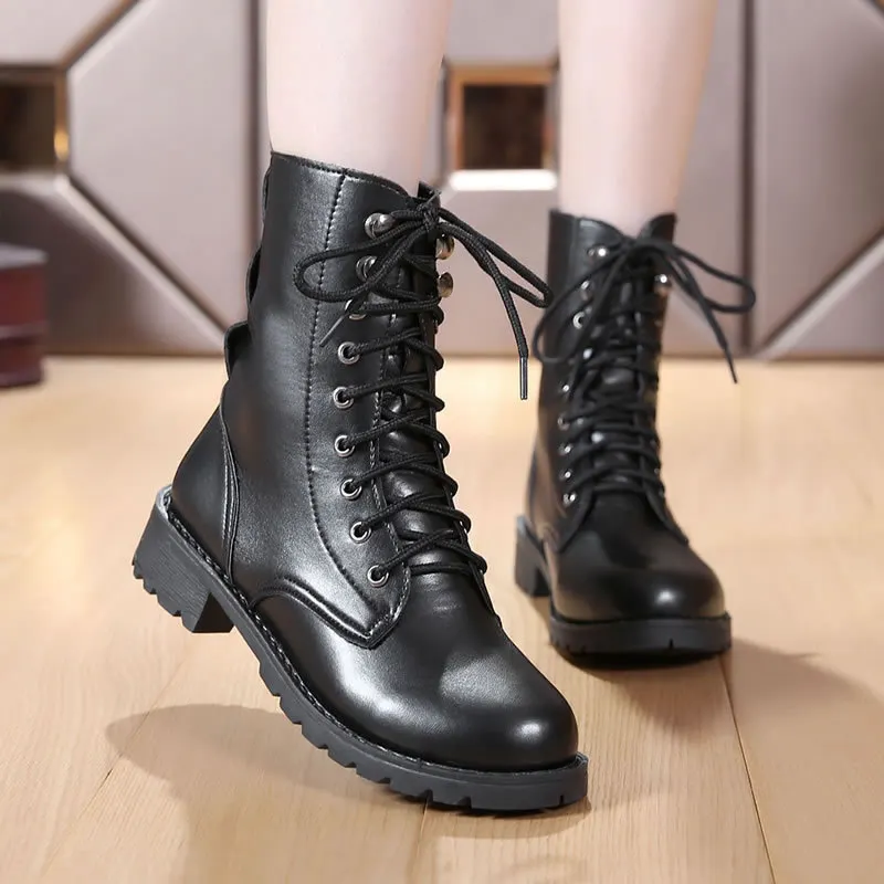 Rivet Detail Lace-Up Martin Boots