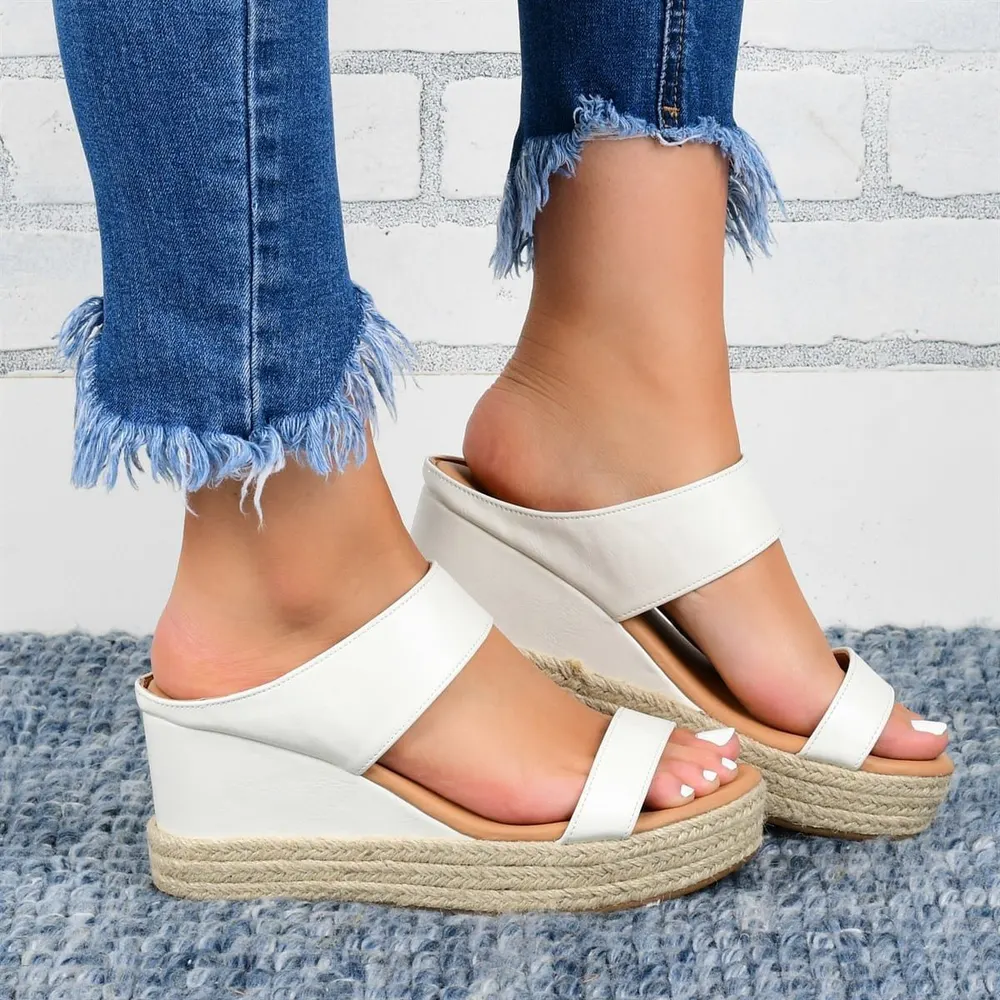 Hollow Cut Wedge Heel Sandals
