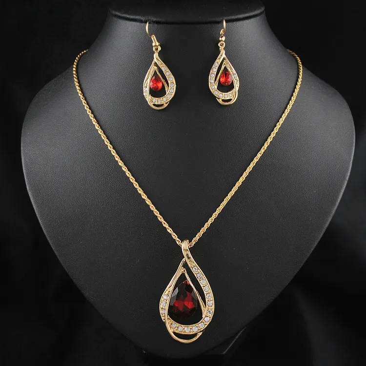 Double Drop Crystal Necklace and Earring Set