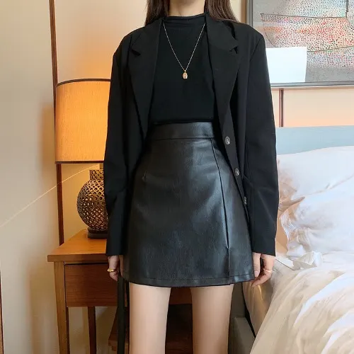 Shiny Faux Leather High-Waist Mini Skirt
