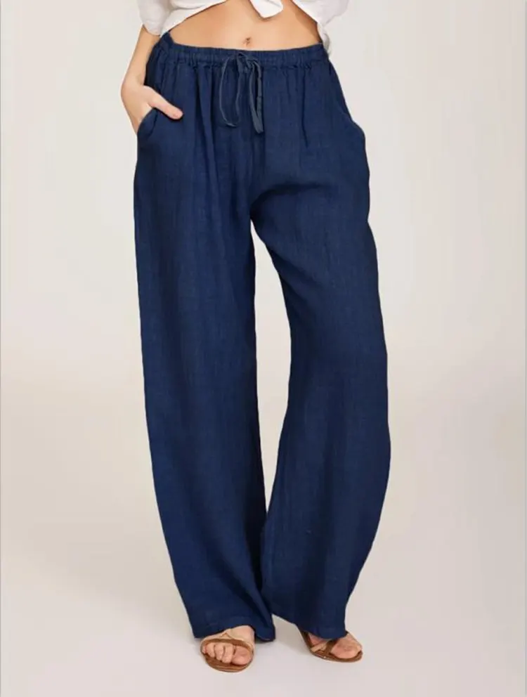 Belted High-Waist Wide-Leg Trousers
