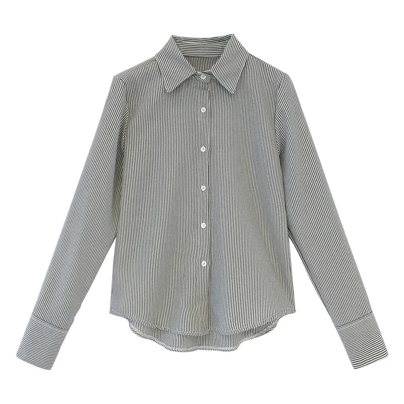 Vertical Stripe Long-Sleeve Polo Shirt
