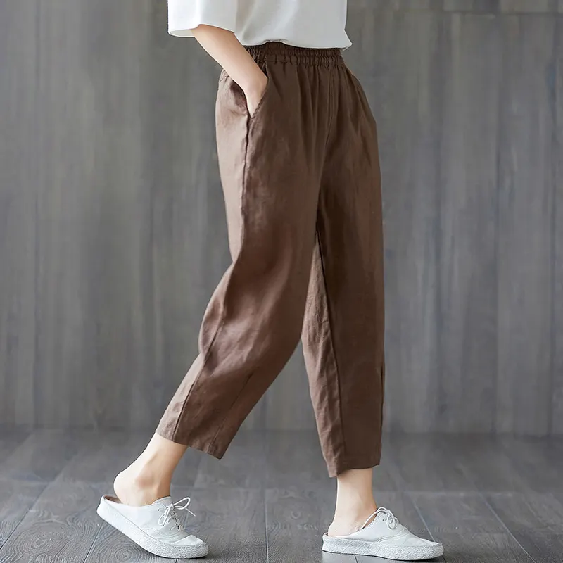 Cropped Cotton Carrot Trousers