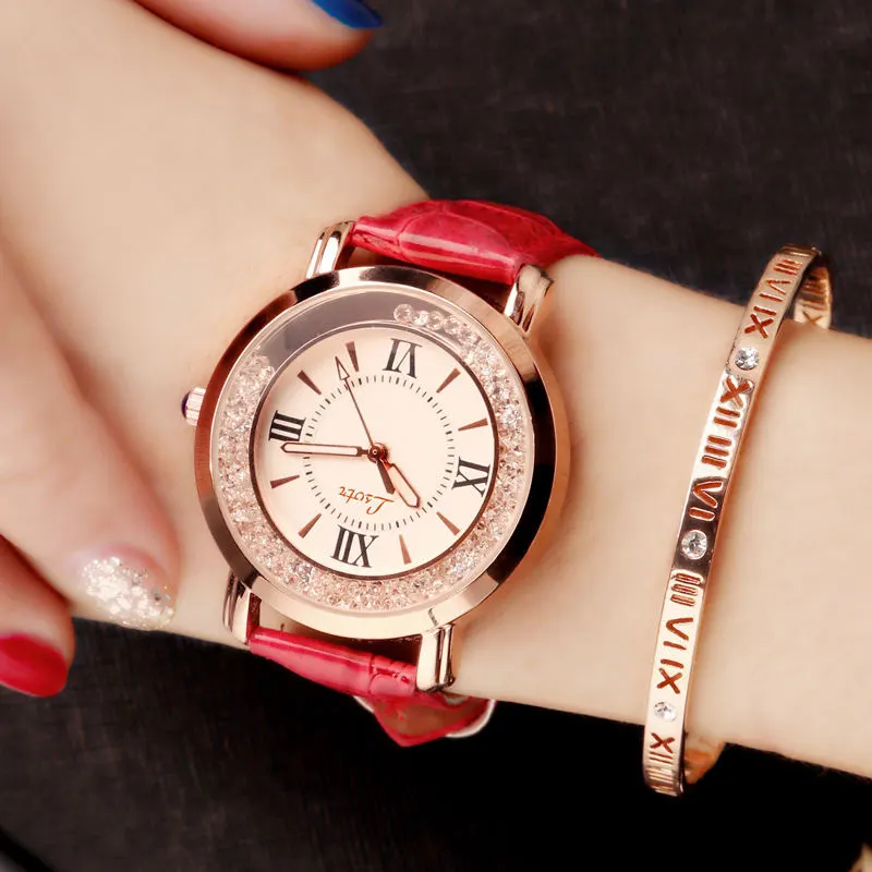 Quartz Watch with Rhinestone Crown